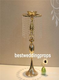 New style Gold Crystal Tall Flower Stand Vases Centrepieces for Wedding Table 08341699776