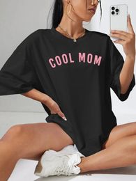 100% Cotton TShirts For Womens Cool Mom Letter Prints Tops Fashion Casual Short Sleeve Tee Comfortable Loose Street Clothes 240518