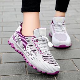 Casual Shoes 2024 Summer Women Tenis Feminino Black Purple Breathable Walking Mesh Lace Up Flat Sneakers