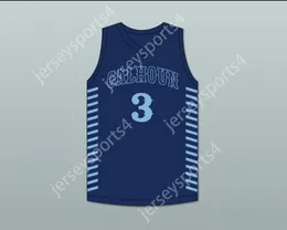 CUSTOM NAY Name Youth/Kids JD DAVISON 3 CALHOUN HIGH SCHOOL TIGERS NAVY BLUE BASKETBALL JERSEY 2 Stitched S-6XL