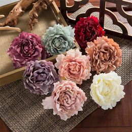 Decorative Flowers 5Pc/10pc Faux Peony Flower Head Silk Wedding Decor Wreath Diy Handmade Material Headdress Clothing Accessories