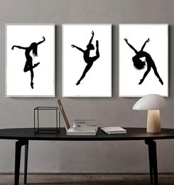 Nordic Dance Wall Art Ballet Dancing Girl Painting Black White Minimalist Ballet Dance Poster set of 31947042