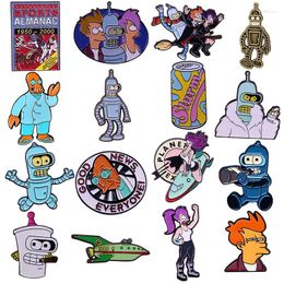 Brooches Futurama Anime Enamel Pin Bender Robot Lapel Badges Manga For Women Fashion Jewelry Accessories Gifts