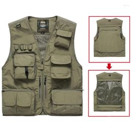 Hunting Jackets Summer Men Unloading Tactical Vest Coat Casual Men's Pographer Waistcoat Mesh Work Sleeveless Jacket Tools Pocket 7XL