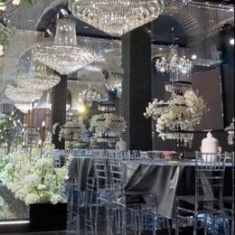 Party Decoration 60cm To 120cm) Design Event Round Metal Black Vase Crystal Chandelier Table Centrepieces 591