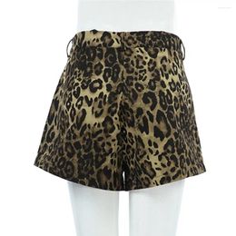 Women's Shorts Casual High Waist Leopard Print With Button Zipper Closure Slim Fit Above Knee Length For Party