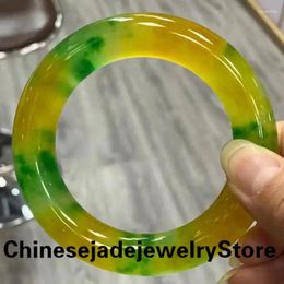 Bangle Send Certificate Real Jadeite Myanmar Emerald Bangles Class Transparent Yellow Green Grade A Burma Jade Ladies Gifts