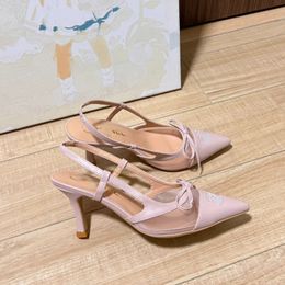 Brand Kitten Heels Sandals Summer Women's Designer Shoes Pointed Toes Mesh Bowknot Slingbacks Pumps
