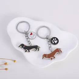 Keychains Dachshund Pet Dog Keychain Gift I Love Heart Pendant Keyring Animal Accessory Boyfriend Gif