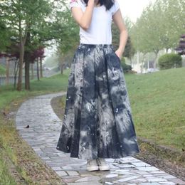 Skirts Y2k Skirt Fashion Clothes Long Women Clothing Casual Vintage Elegant Summer Ethnic Style Cotton Linen Bohemian Streetwear