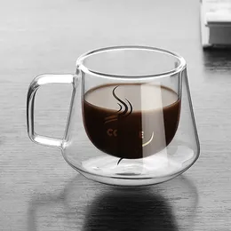 Mugs Double Coffee Cups With Handle Drinking Insulation Wall Glass Tea Cup Gift Drinkware Milk Mug