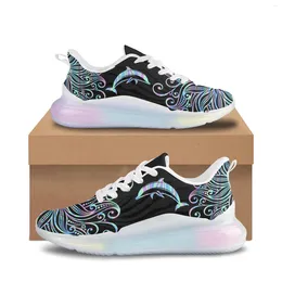 Casual Shoes Colorful Dolphin Print Cushion Mesh Breathable Outdoor Sport Sneakers Training Air Womens Thick