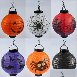 Halloween Supplies Led Pumpkin Lights Lamp Paper Lantern Spiders Bats Pattern Decoration Battery Bbs Ballons Lamps For Kids Wcw696 D Dhhzi