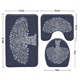 Bath Mats Hand Drawn Black And White Tree Mat Blue Background Shower Bathroom Set Rugs Carpet Toilet Lid Cover Products