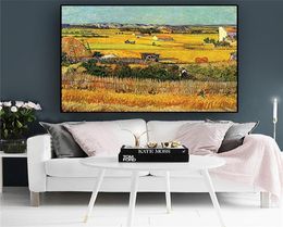 Harvest At La Crau By Van Gogh Landscape Oil Painting Classical Art Posters and Prints Abstract Wall Art Picture for Living Room H9434007