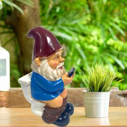 Garden Decorations Resin Dwarf Play Phone Gnome Statue For Yard Decor