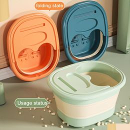 Bathroom Sinks Foldable Foot Bath Bucket Mas Wash Basin Home Laundry Tub Childrens Portable Soak Lid Drop Delivery Dhmt4