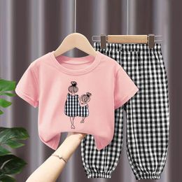 Summer Sets Childrens Clothing Girls Mother Kids Toddler Clothes Cute Fashion Cotton Tshirt Top Pants 2pcs Baby Girl 240510