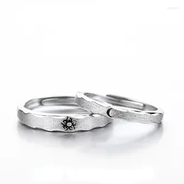 Cluster Rings Sun Moon Star Series 925 Silver Couples Ring With Dull Polish Design Simple Cool Style For Couples' Ordinary Dating Wearing