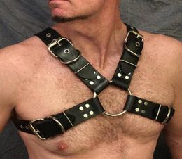 Bondage Fetish Men Crossed Leather Chest Harness Belts BDSM Gay Clothing Gothic Punk Tops Body Straps For Rave Party332j6985512