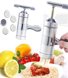 Household Stainless Steel Manual Pasta Machine Hand Pressure Noodle Machine Noodle Maker With 5 Different Moulds Noodle Makers2844112