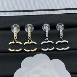 Letter Designer Earrings Brand Ear Stud Men Women 18K Gold Plated Brass Studs High Quality Charm Crystal Earring Birthday Jewellery Accessory