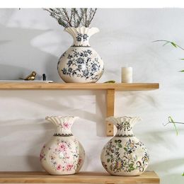 Vases Flower Pattern Ceramic Modern Plant Pots Creative Home Living Room Desktop Crafts Arrangement Vase Decoration