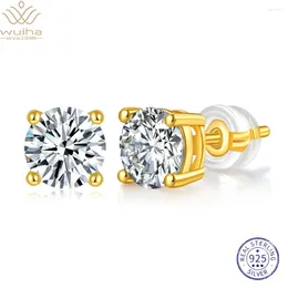 Stud Earrings WUIHA 18K Gold Plated 925 Sterling Silver Sparkling GRA Moissanite Diamond For Women Anniversary Gift Fine Jewellery