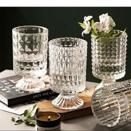 Vases Relief Transparent Glass Vase Flower Pots Decorative Arrangement Desk Decoration Hydroponics Floral Modern Decor