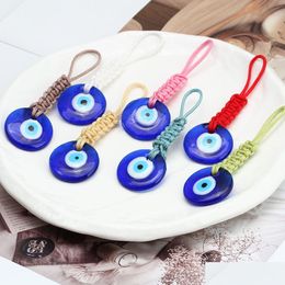 Key Rings Turkish Evil Eye Keychains Lucky Blue Charm Weave Chain Keyring For Men Women Car Pendant Drop Delivery Jewellery Ot1Hh