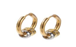 Fashion Earrings Gold Color Cubic Zircon Hoop Earrings CZ Diamond Stainless Steel Ear Buckle for Women Men Punk Hip Hop Jewelry Ac4250132