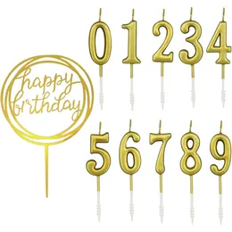 Party Supplies 10PcsNumber Birthday Candles 0-9Glitter Cake Topper Decoration For Anniversary Kids Adults Gold Cakes