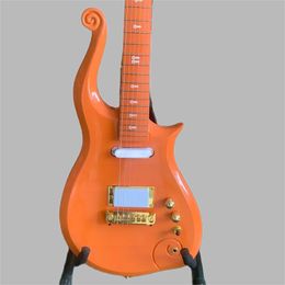 Special reel Horn Diamond Series Prince Cloud Peach Electric Guitar white pickup, white symbol inlay, gold bracket rod cover