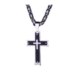 Pendant Necklaces Mens Cross Stainless Steel Christian Jesus Crucifix Charm Bike Chain Necklace For Women Punk Jewellery Gift Drop Del D Dhurz
