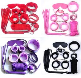 Bondages 7Pcsset Bondage Kit Set Fetish BDSM Roleplay Handcuffs Whip Rope Blindfold Ball Gag BlackRedPinkPurple Slave Bondage 4868870