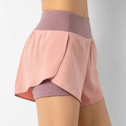 Lu alinhamento de shorts de verão esportivo feminino de cintura alta executa rápida seca de treino atlético shorts fiess yoga wear com bolsos