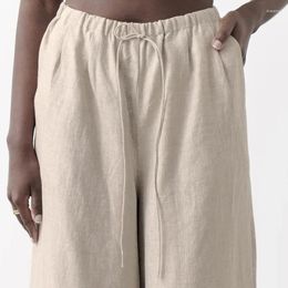 Women's Pants Spring/Summer High-waist Elastic Waist Loose Trousers Thin Cotton Linen Casual Drape Wide-leg For Women