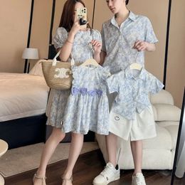 Family Matching Clothes Spring Summer Dress Mother Daughter Sleeveless Cotton Father Son Shirt Baby Girl Cute Bow 240515