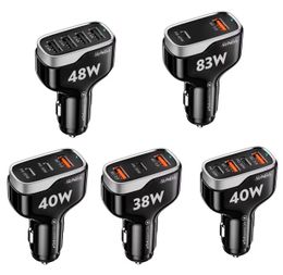 48W car fast charger, metal shell 4 USB ports, mobile phone charger, QC3.0 PD3.0 fast charger, car charger adapter