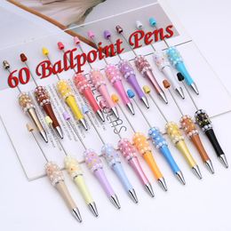 60Pcs Est Colour Creative Plastic Beaded Pen Flower Pearl DIY Gift For Student Office Supplies
