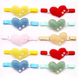 Dog Apparel 30/60PCS Valentine's Day Pet Bowtie With Pearl Cat Love Style Heart Shape Bow Tie Collar For Small Dogs Puppy Accessories
