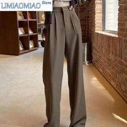 Women's Pants 2024 Brown Wide-leg Spring Autumn Drape High Waist Straight Casual Loose And Thin Suit Mopping Long