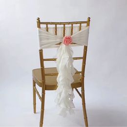 2024 Fashion Elegant Vintage Wedding Chair Covers Chiffon Flower Sashes Wholesale Party Supplies Accessories 12