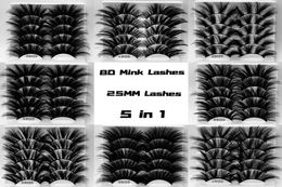 NEW 5 Pairs Fluffy Lashes 25mm 3d Mink Lashes Long Thick Natural False Eyelashes Lashes Vendors Makeup Mink Eyelashes whole3655866