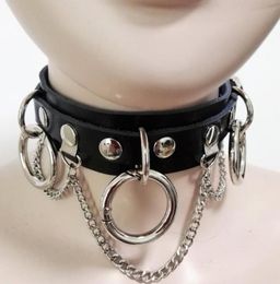 Women Fashion Sexy Harajuku Handmade Punk Choker necklace Collar Spikes and Chain two layer leather Torques Oround Whole3853557