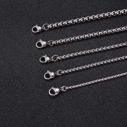 Round Box Stainless Steel Men S Necklace Womens Chain Thick Jewelry Accessories Mm Sale