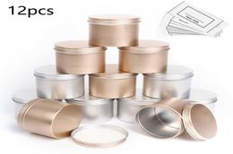 12pcs 100ml Round Empty Aluminium Tin Jar Tea Package Box Can Sundry Ktichen Storage Pot Gold Silver Black Metal Containers6149820