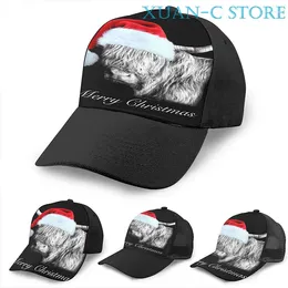 Ball Caps Highland Cow At Christmas Basketball Cap Men Women Fashion All Over Print Black Unisex Adult Hat