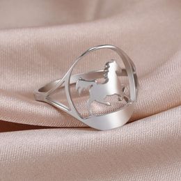 Running Horse Stainless Steel Fashion Animal Wide Finger Ring For Women Men Lucky Jewelry Birthday Gifts Wholesale