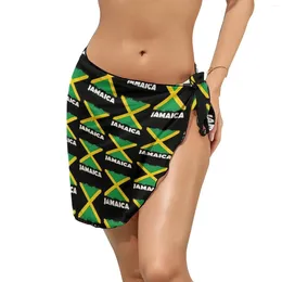 Jamaica Flag Print Chiffon Beach Bikini Cover Up National Day Wrap Scarf Swimwear Summer Pretty Cover-Ups Design Beachwear